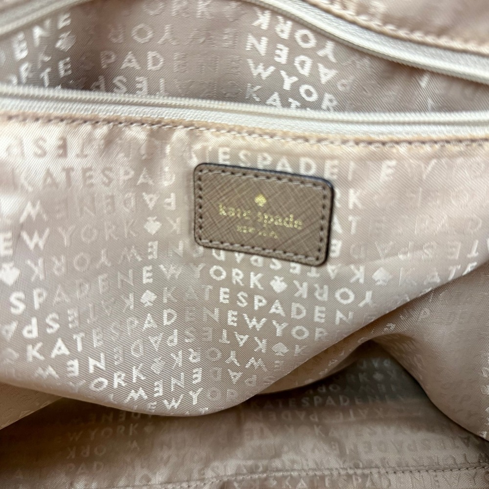 Kate Spade New York Saffiano Leather Tote Bag Taupe Tan Gold Hardware - Picture 13 of 15